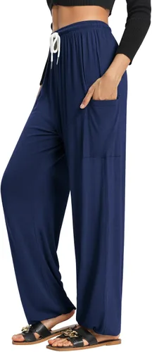 Miniatura 24 de QIANXIZHAN - Pantalones harem para mujer, pantalones palazzo hippie, joggers bohemios con bolsillos, ropa de yoga