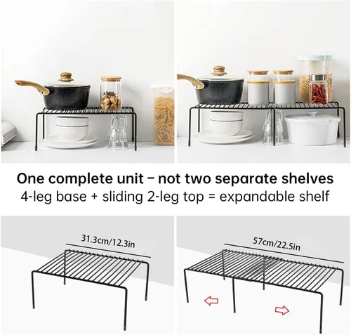 Miniatura 3 de Tomorotec Organizador de estante expandible para encimera de cocina, estante de despensa de gabinete de metal, organizador de especias, ahorro de 1