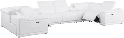 Miniatura 49 de BlackJack Furniture Venice - Juego de sofá reclinable seccional de cuero italiano de grano superior de 12 piezas con 4 reclinables eléctricos