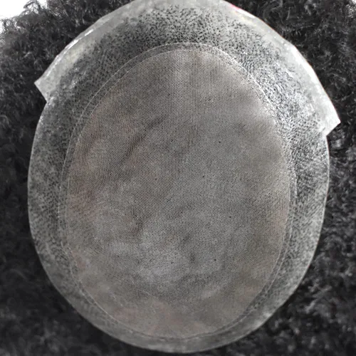 Miniatura 4 de Afro Toupee para hombres negros, inyección de poliuretano, línea capilar natural, 8 x 10 pulgadas, unidad de cabello negro para hombres, 100 %