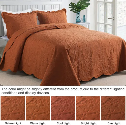 Miniatura 154 de HoneiLife - Juego de colcha de tamaño Queen, juego de ropa de cama de pana bordada de 3 piezas, colcha de lujo, ligera, cálida, para todas las Pana
