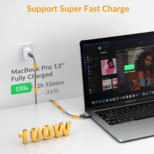 Miniatura 4 de Cable Thunderbolt 4 [certificación USB-IF] iDsonix 2 en 1 USB 4.0 Cable [3.3 pies] con transferencia de datos de 40 Gbps, pantalla dual 4K de 8K a