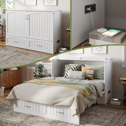 Miniatura 19 de AFI, Southampton Murphy - Cómoda de cama individual XL con colchón de 6 pulgadas, cajón de almacenamiento y cargador USB integrado, color gris