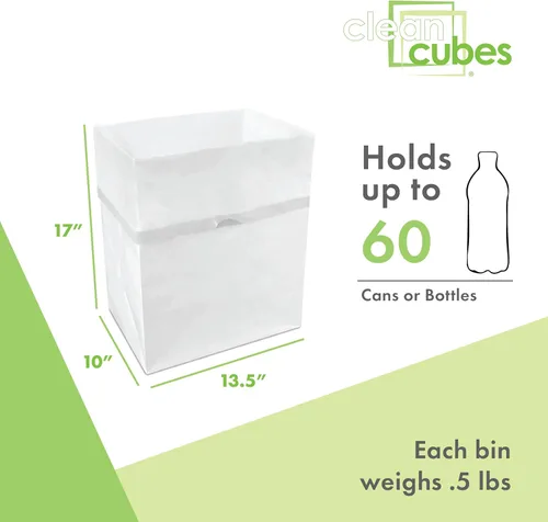 Miniatura 4 de Clean Cubes Botes de basura desechables de 13 galones (paquete de 6) con bolsas bajas, contenedores plegables de basura y reciclaje para fiestas