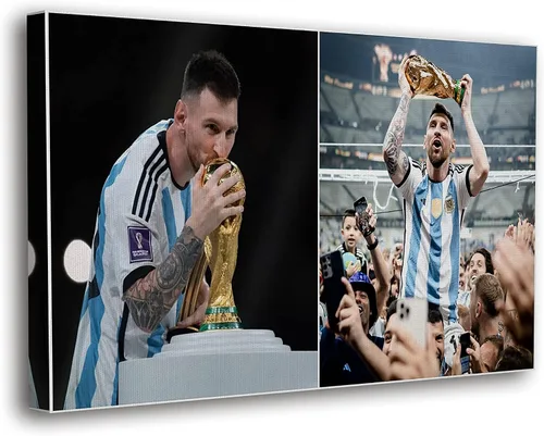 Miniatura 24 de SpiritualHands Lionel Messi - Póster en lienzo de Messi Argentina, póster de fútbol de Leo Messi para dormitorio de niños, 8 x 12 pulgadas, listo