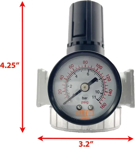 Miniatura 2 de Regulador de presión de aire comprimido en línea NPT MID FLOW de 1/2" para compresor de aire, 7 a 150 PSI ajustable