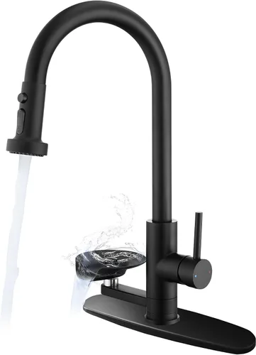 Miniatura 10 de Grifo de cocina con enjuague de vidrio para fregadero, grifo desplegable con 3 modos de pulverización y enjuague de vidrio de alta presión, grifo