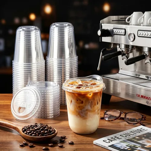 Miniatura 5 de Paquete de 50 vasos de plástico transparente de 12 onzas con tapas para sorber, tazas de café helado desechables gruesas para llevar bebidas frías