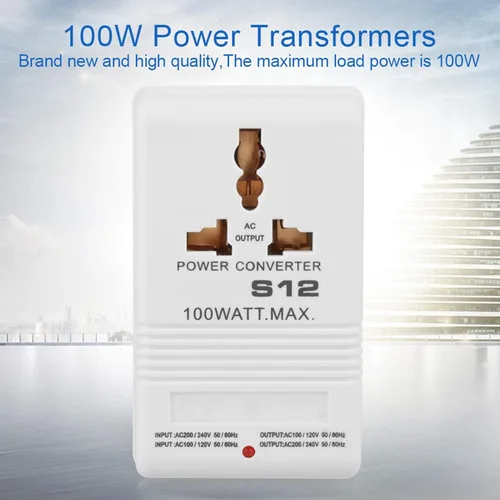 Miniatura 5 de Convertidor de voltaje Transformador de potencia 100W Step-Up y Step-Down 110V/120V a 220V/240V Adaptador de viaje (enchufe estándar CN)
