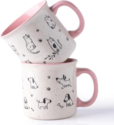 Miniatura 14 de AmorArc Juego de 2 tazas de café de cerámica grandes de 22 onzas, tazas de gran tamaño con mango grande para hombres, mujeres, papá, mamá, taza
