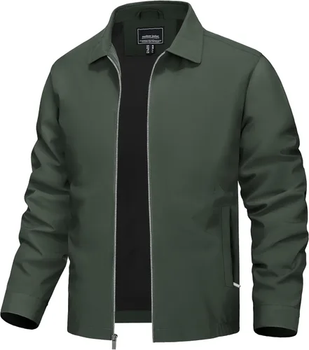 Miniatura 17 de TACVASEN Chaqueta Cortavientos Ligera para Hombre con Cremallera Completa Cuello Plegable Chaquetas Abrigo Casual Ligero con Bolsillos con Cremallera