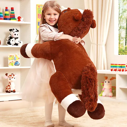 Miniatura 5 de IKASA Juguete de peluche de caballo gigante, juguetes suaves grandes y grandes, 33.5 pulgadas, tamaño enorme, lindo peluche mullido de gran