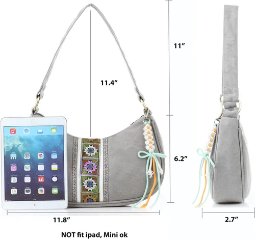 Miniatura 4 de Bolso Hobo para mujer, mini bolso de hombro de tela