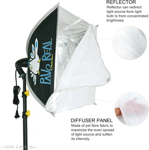Miniatura 3 de LINCO Lincostore AM270 - Kit de iluminación de estudio para fotografía fotográfica continua, 16 x 16 pulgadas, con 2 bombillas de retrato