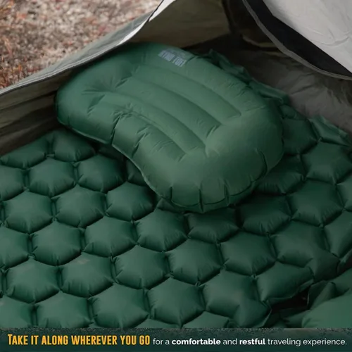 Miniatura 4 de Ryno Tuff Almohada inflable de nailon para acampar al aire libre para soporte lumbar del cuello, almohada inflable ligera aislada de viaje