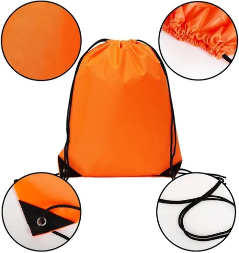 Miniatura 3 de CODOBON Mochila con cordón a granel Draw String Bags Cinch Bolsa de poliéster para deporte de gimnasio, Naranja, Classic