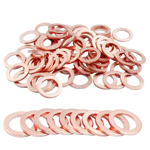 Arandela plana de cobre M12, 60 piezas, kit de juntas de cobre, anillo de arandela de sellado métrico, diámetro interior de 0.472 in, diámetro