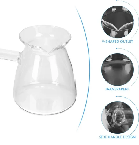 Miniatura 4 de Hemoton Cafetera turca de vidrio de borosilicato de 14.25 onzas, cafetera para estufa con asa, calentador de leche, chocolate caliente o mantequilla