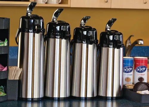Miniatura 4 de Service Ideas Eco-Air Airpot con palanca, 64.2 onzas, vidrio aislado al vacío ECAL19S Dispensador de café en 1.9 litros, exterior inoxidable