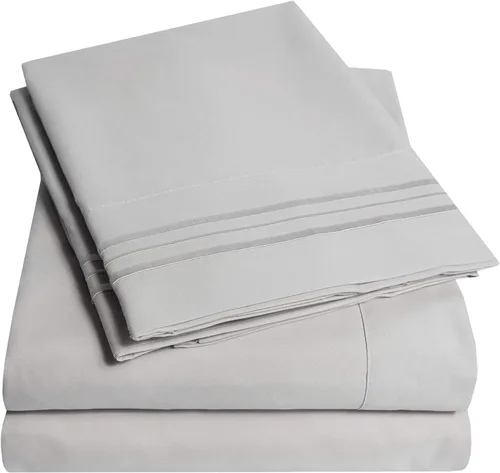 Miniatura 37 de Juego de sábanas y fundas de almohada de la colección 1500 Supreme, tamaño Queen, estampado Paisley gris - Juego de sábanas y fundas de almohada