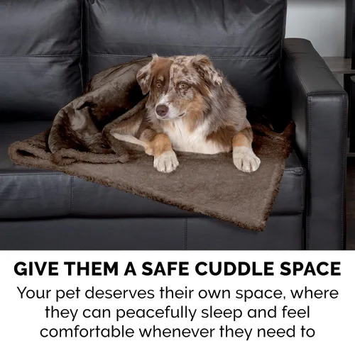 Miniatura 9 de Furhaven Manta impermeable y autocalentable para perros y gatos de interior, lavable y refleja el calor corporal, manta de rizo y sherpa con bordes