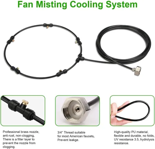 Miniatura 3 de Kit de ventilador de nebulización al aire libre para una brisa fresca de patio, rociador de agua para refrigeración al aire libre, línea