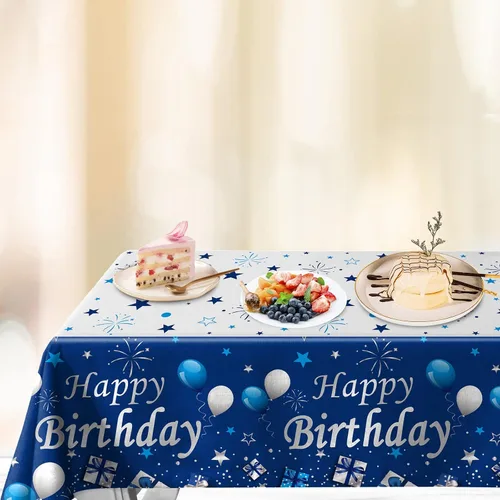 Miniatura 6 de Decoraciones de cumpleaños número 15 para niños y niñas azul plateado, pancarta de decoraciones de feliz cumpleaños número 15, globos de cumpleaños