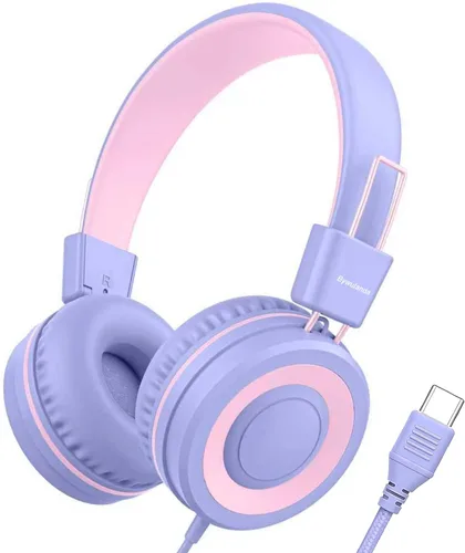 Miniatura 9 de Bywulanda Auriculares USB Tipo C Mejorados para Niños para la Escuela, Volumen Seguro Limitado de 94dB, Sonido Estéreo HD, Auriculares Plegables