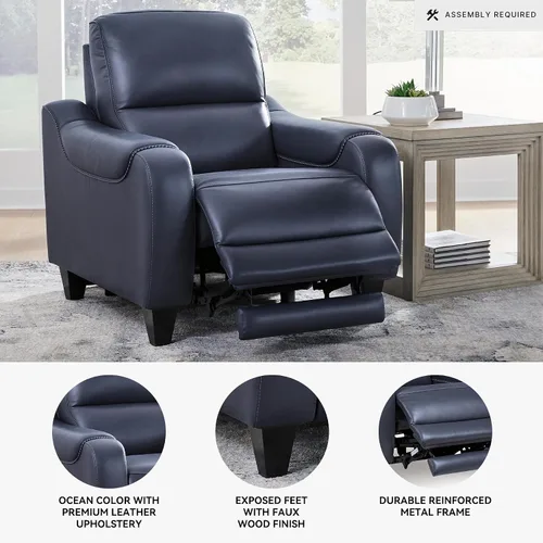 Miniatura 4 de Signature Design by Ashley Mercomatic - Sillón reclinable eléctrico contemporáneo con reposacabezas ajustable y carga rápida USB-C, cuero, altura