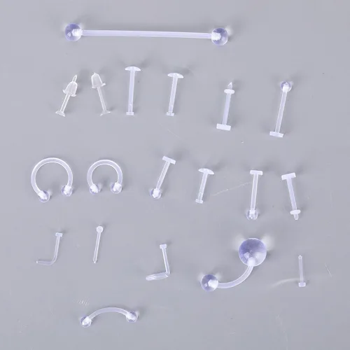 Miniatura 4 de 60 piezas de retenedores transparentes para cirugía, joyería de piercing de plástico para el trabajo, pezón invisible, labio, ceja, vientre