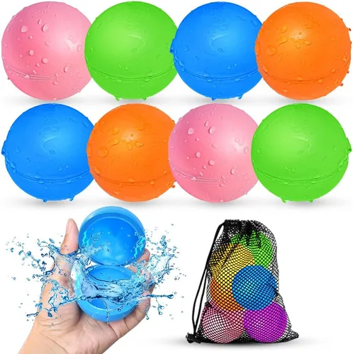 Globos de agua reutilizables, bolas de agua para salpicar, bola de agua magnética para juegos al aire libre, fiesta de verano (8 unidades)