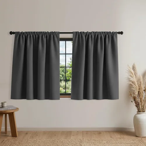 Miniatura 20 de Mrs.Naturall - Cortinas opacas cortas beige para ventanas pequeñas de 18x24 pulgadas de largo