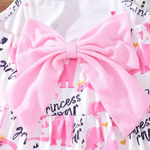 Miniatura 19 de Vestido de verano para niños pequeños, con diseño de dinosaurio, sin espalda, con lazo, vestido de playa de cumpleaños