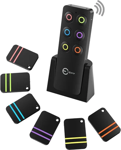 Esky Localizador de llaves con sonido, buscador de control remoto de TV adhesivo, etiquetas localizadoras de artículos con sonido de ruido de 85 dB,