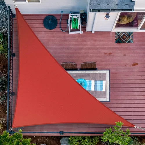 ShadeMart Toldo parasol tipo vela de 24 x 24 x 33.9 pies, pantalla de tela triangular derecha, permeable al agua y resistente a los rayos UV, Rojo