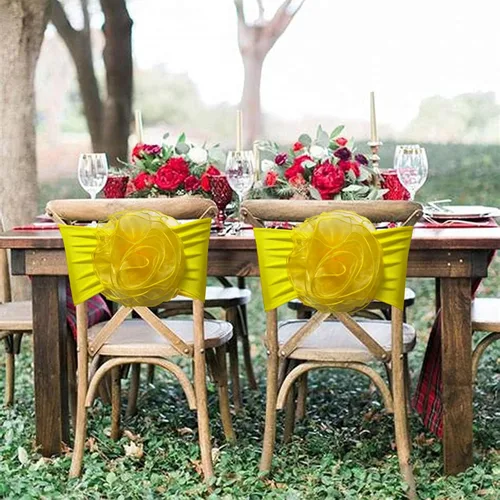 Miniatura 7 de SFN 2 bandas de elastano para silla de flores rosas, lazos para Acción de Gracias, Navidad, boda, banquete, fiesta de cumpleaños, eventos