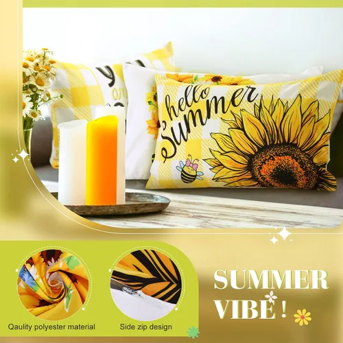 Miniatura 3 de Tatuo Juego de 16 fundas de almohada navideñas de 12 x 20 pulgadas, fundas de almohada de temporada de verano, diseño de gnomo de flores, fundas