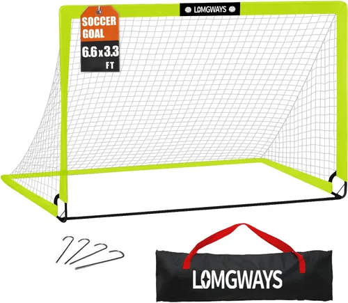 LOMGWAYS Soccer Goal – Foldable Frame Net for Kids + Youth – Indoor + Outdoor Soccer Goal with Carry Bag – Easy Set up – Multiple Sizes for Practice