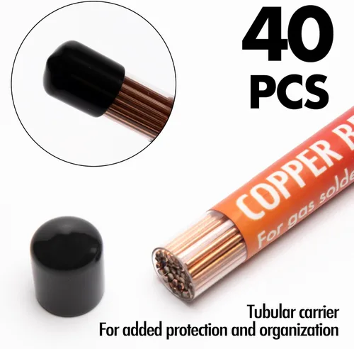 Miniatura 2 de 40 Varillas de Soldadura de Cobre BCuP-2 (5/64" x 9.8") 2mm de Fósforo Redondas Autoflujo para Soldadura de Latón Varillas de Soldadura para TIG