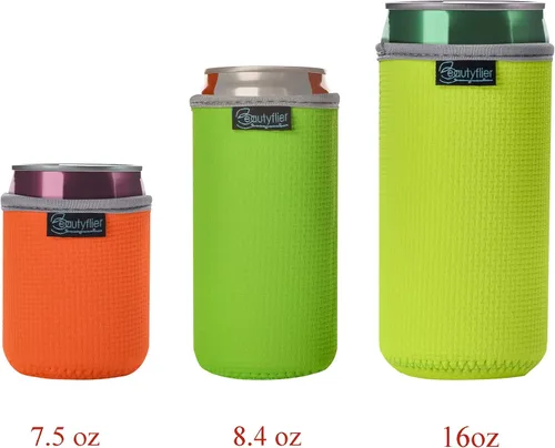 Miniatura 7 de Beautyflier Paquete de 4 fundas aislantes de neopreno antideslizantes en relieve, fundas gruesas y plegables para latas de bebidas, para fiestas