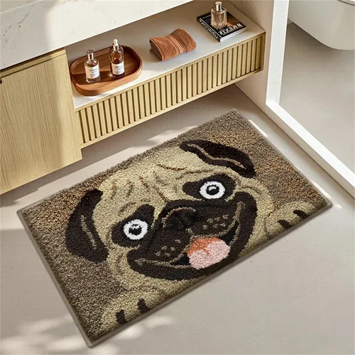 Miniatura 13 de Ankah Dog Series - Alfombra de baño de la colección de animales Shiba y Corgi, felpa suave y peluda, antideslizante, altamente absorbente, lavable a