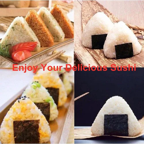 Miniatura 6 de Molde Onigiri, molde de arroz triangular, paquete de 2 prensas para hacer onigiri (grande y pequeño), kit de fabricación de arroz antiadherente