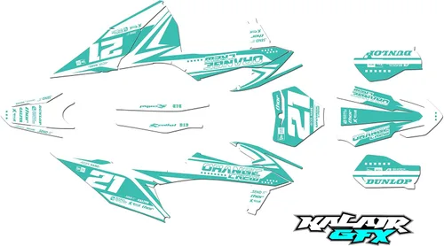 Miniatura 12 de Kit de gráficos para KTM Motocross de 2 tiempos 125 SX, 150 SX y 250 SX años 2019, 2020, 2021 y 2022 Orangecrew Series Cyan 16 Mil - Calcomanías