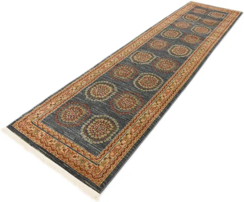 Miniatura 4 de Unique Loom Fars Collection - Alfombra moderna con diseño tribal de medallón con tonos naturales, 2 pies 7 pulgadas x 10 pies 0 pulgadas, azul