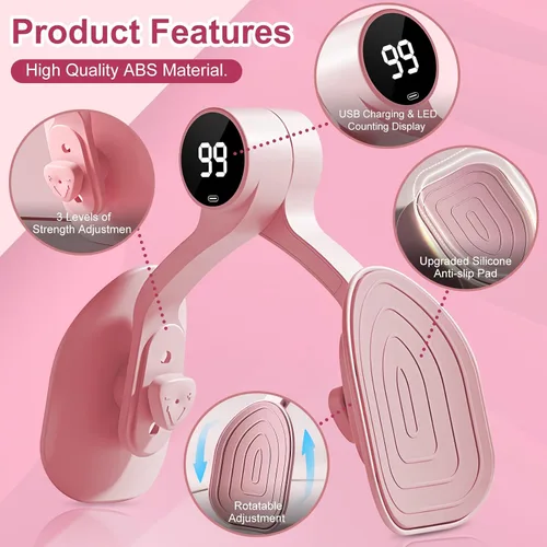 Miniatura 5 de QIUTONG Entrenador de Muslos 2026 Actualizado, Entrenador de Muslos de 10-78LB, Ejercitador de Muslos Internos LED, Dispositivos de Ejercicio
