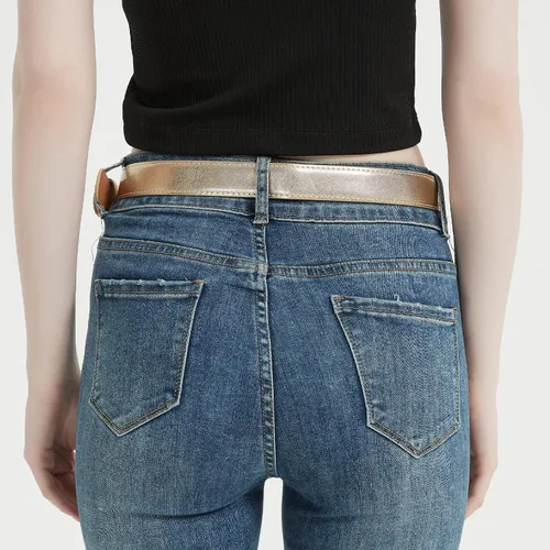 Miniatura 5 de WEIXUERO Cinturones de cuero dorado para mujer, pantalones de mezclilla brillantes, cinturón brillante para club, vestidos de fiesta