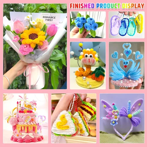 Miniatura 6 de Giwrmu 200 piezas 20 colores Limpiapipas para Manualidades, Limpiapipas Tallo de Chenilla, Palitos Difusos Suministros para Manualidades