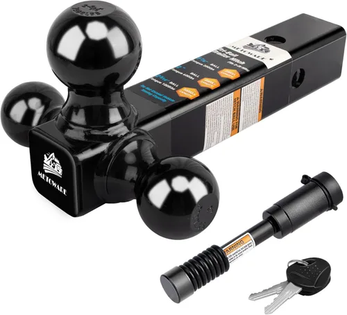 METOWARE - Enganche de remolque de tres bolas con cerradura de enganche de 5/8 pulgadas, 1-7/8 pulgadas, enganche de tres bolas de 2 pulgadas y