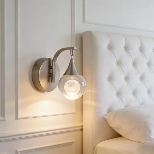 Miniatura 2 de Sedelan Aplique de pared de cristal, apliques de pared LED modernos para interiores, lámpara de pared de luna regulable de 5 W para dormitorio