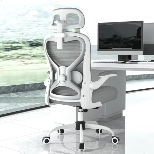 Silla de Oficina Ergonómica para Alivio del Dolor de Espalda y Cuello, Asiento de Espuma Virgen, Apoyo Lumbar Ajustable en 2D y Reposacabezas en 3D,